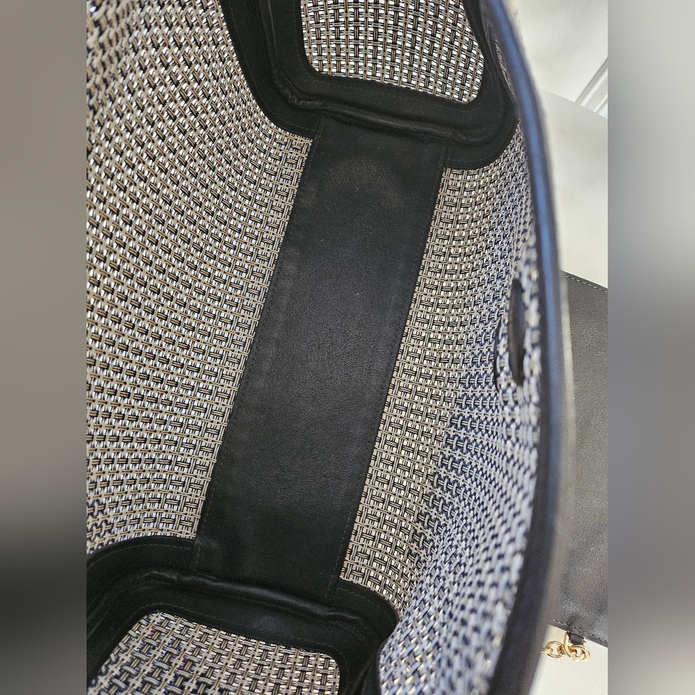 Dolce & Gabbana Black & White Large Sicily Woven Top Handle Bag - Picture 8 of 15